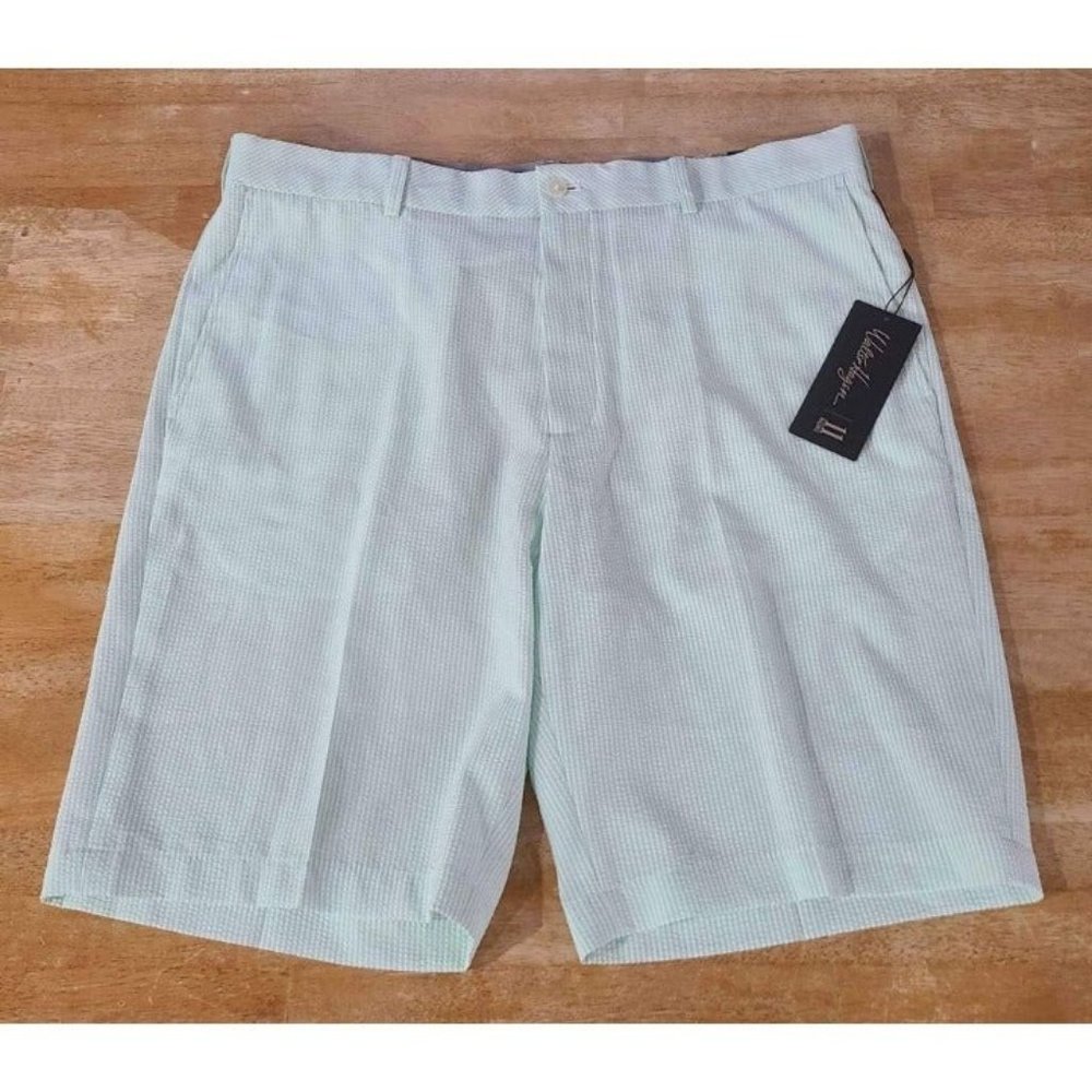 NWT Walter Hagen Flat Front Aqua Stone Stretch Shorts Size 38